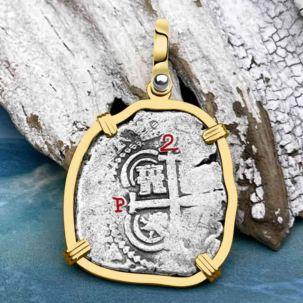 1665 Consolacion Shipwreck Pirate Era 2 Reale Cob 14K Gold Pendant | Artifact #8810