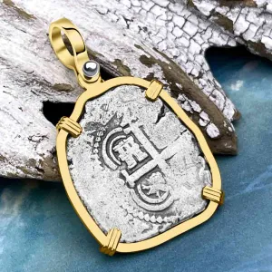 1665 Consolacion Shipwreck Pirate Era 2 Reale Cob 14K Gold Pendant | Artifact #8810
