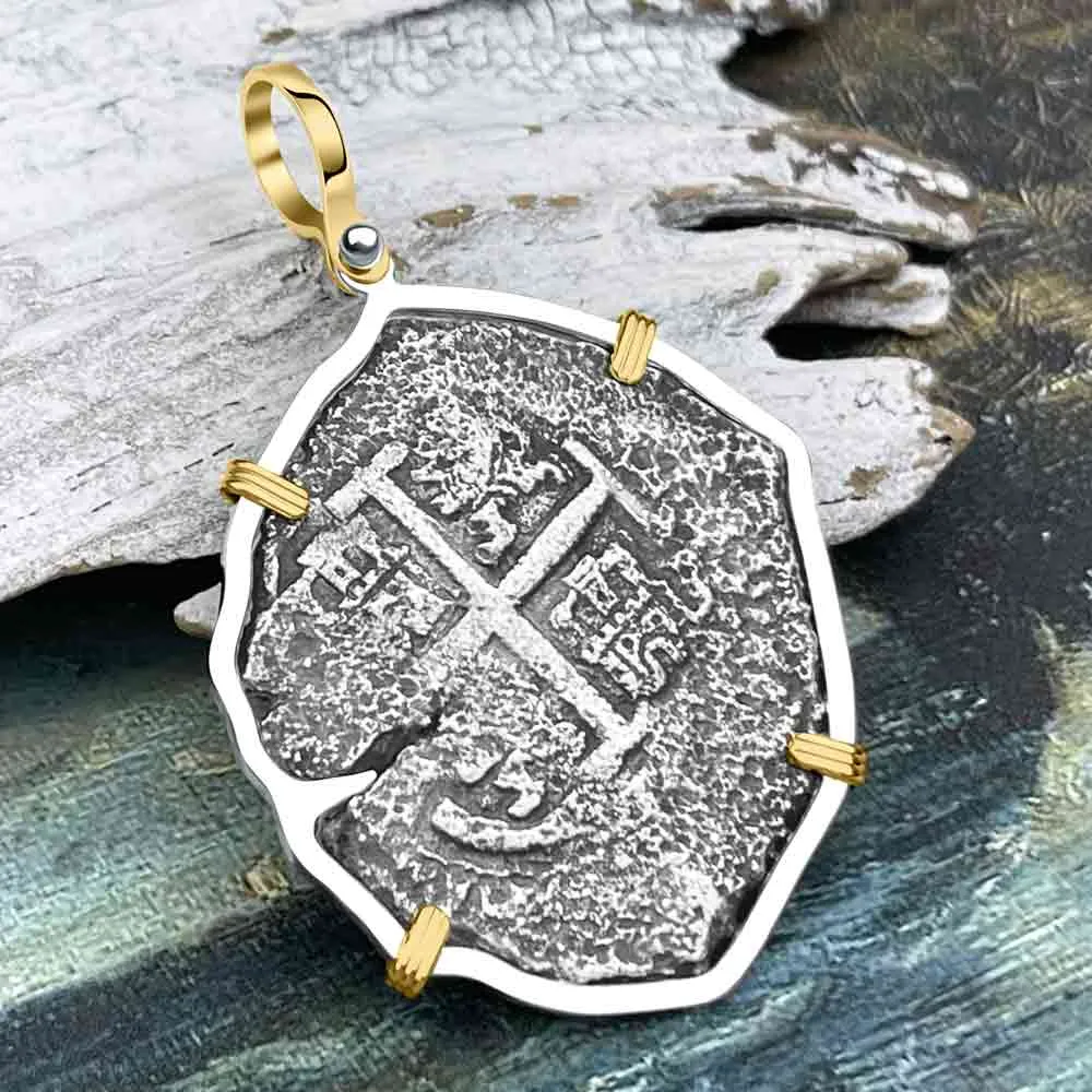 1671 Consolacion Shipwreck Pirate Era 8 Reale Cob 14K Gold & Sterling Silver Pendant | Artifact #8586