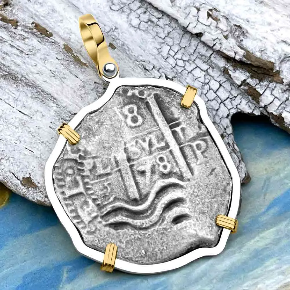 1678 Consolacion Shipwreck Pirate Era 8 Reale Cob 14K Gold & Sterling Silver Pendant | Artifact #3007