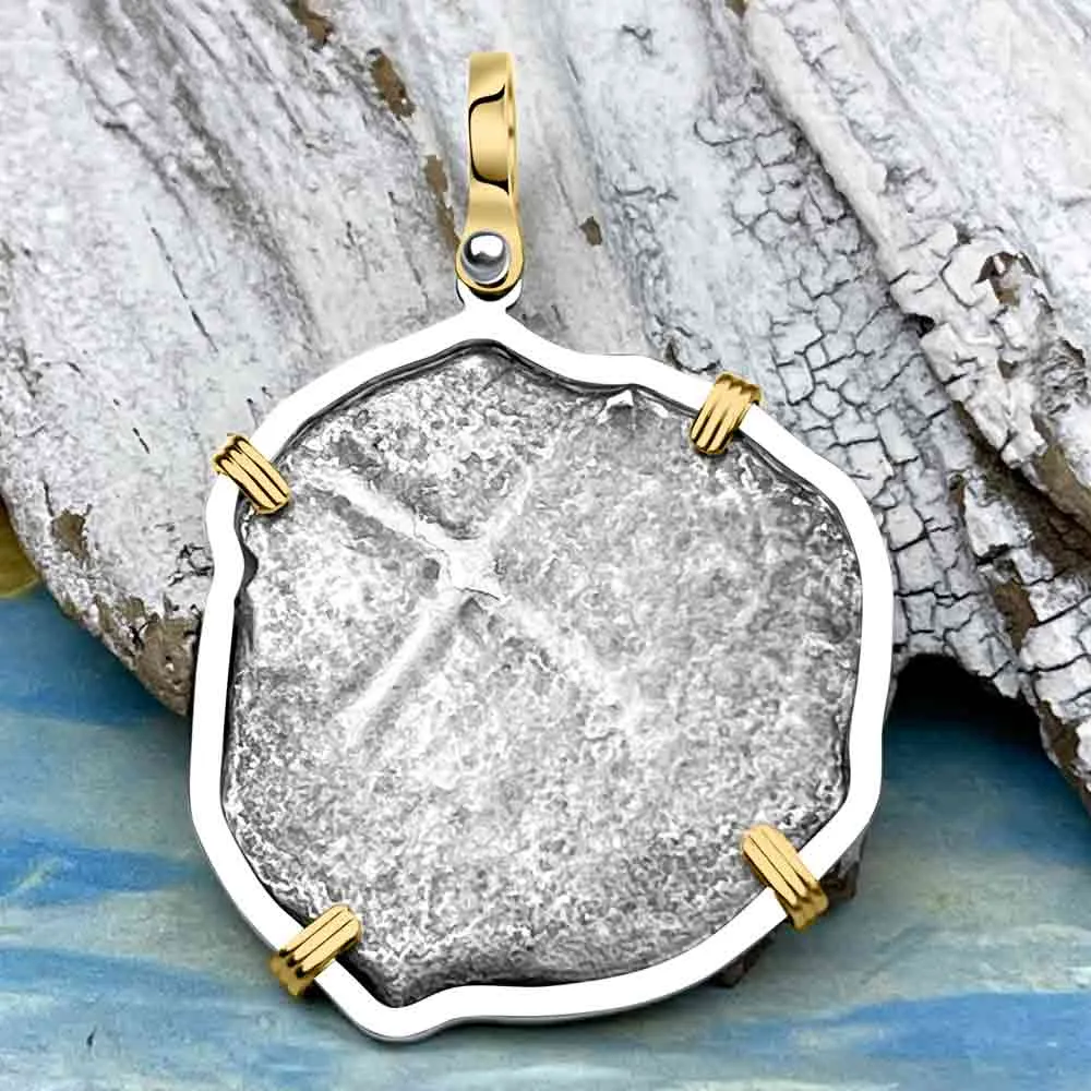 1678 Consolacion Shipwreck Pirate Era 8 Reale Cob 14K Gold & Sterling Silver Pendant | Artifact #3007