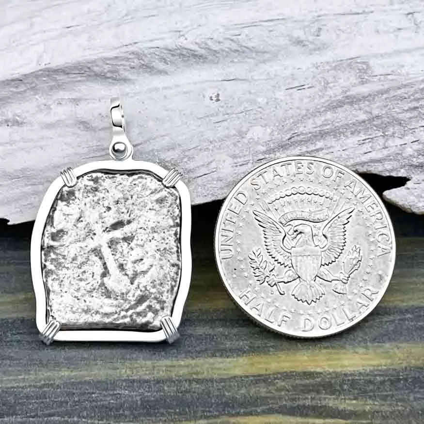 1715 Fleet Golden Age of Piracy Shipwreck Spanish 4 Reale "Piece of 8" Silver Pendant | Artifact # 8617