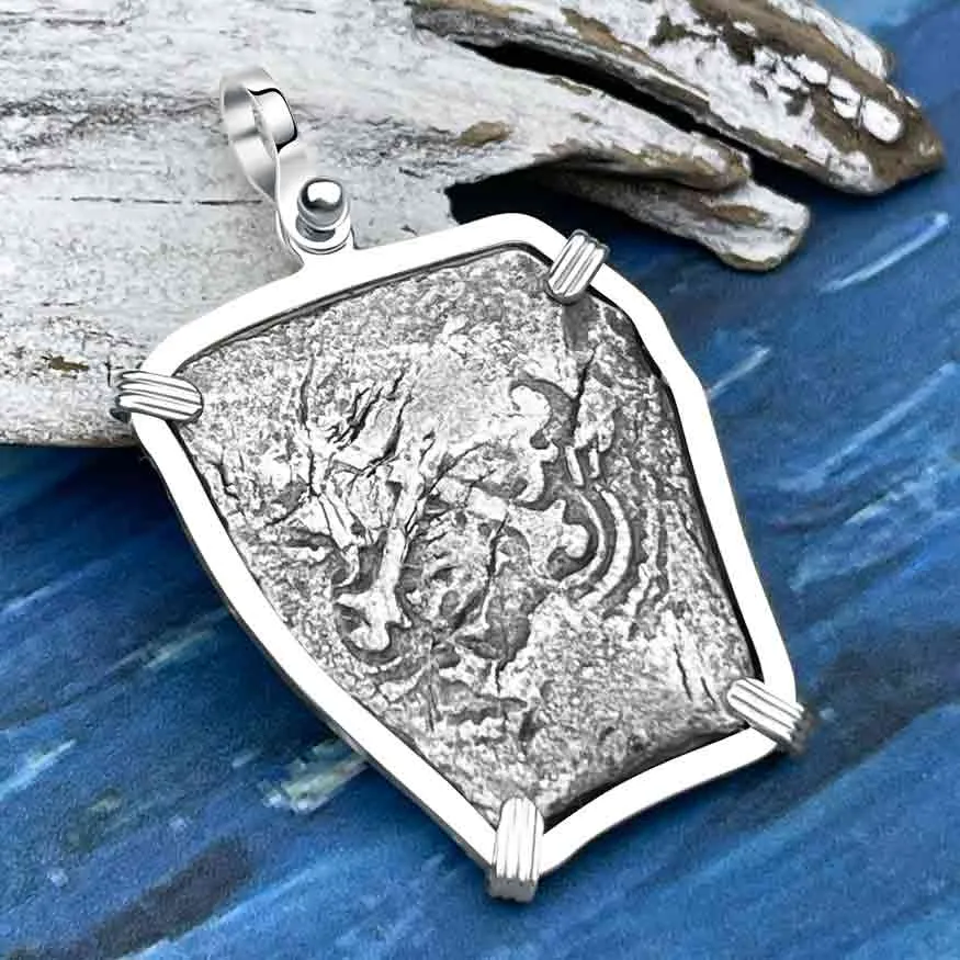1715 Fleet Golden Age of Piracy Shipwreck Spanish 4 Reale "Piece of 8" Silver Pendant | Artifact # 8618