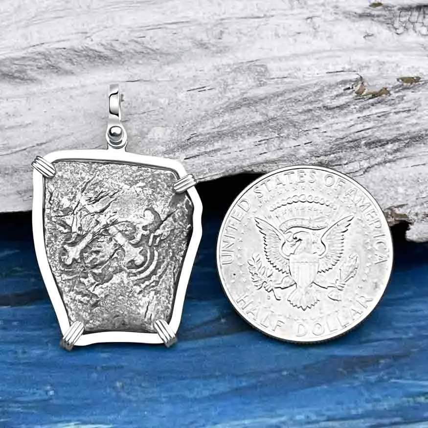 1715 Fleet Golden Age of Piracy Shipwreck Spanish 4 Reale "Piece of 8" Silver Pendant | Artifact # 8618