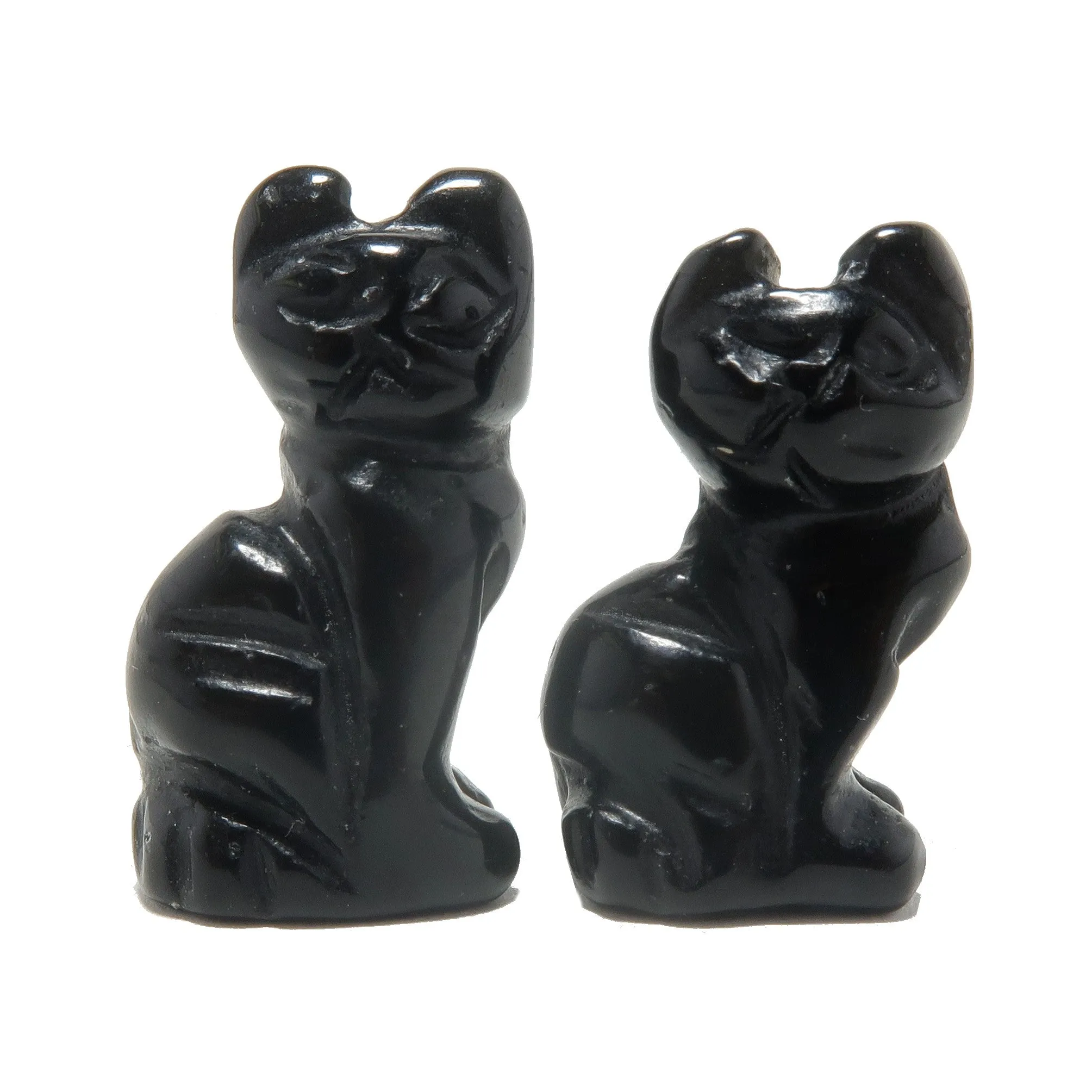 Black Obsidian Cat 1" Miniature Animal Lucky Magic Feline Crystal