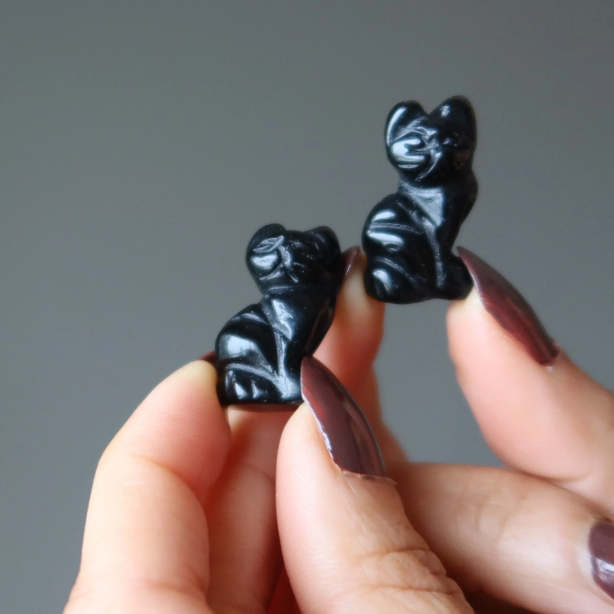 Black Obsidian Cat 1" Miniature Animal Lucky Magic Feline Crystal