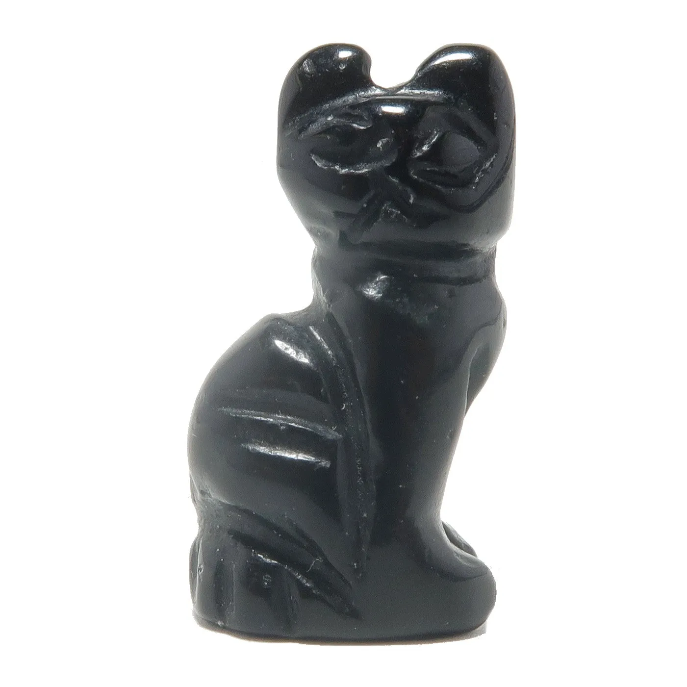 Black Obsidian Cat 1" Miniature Animal Lucky Magic Feline Crystal