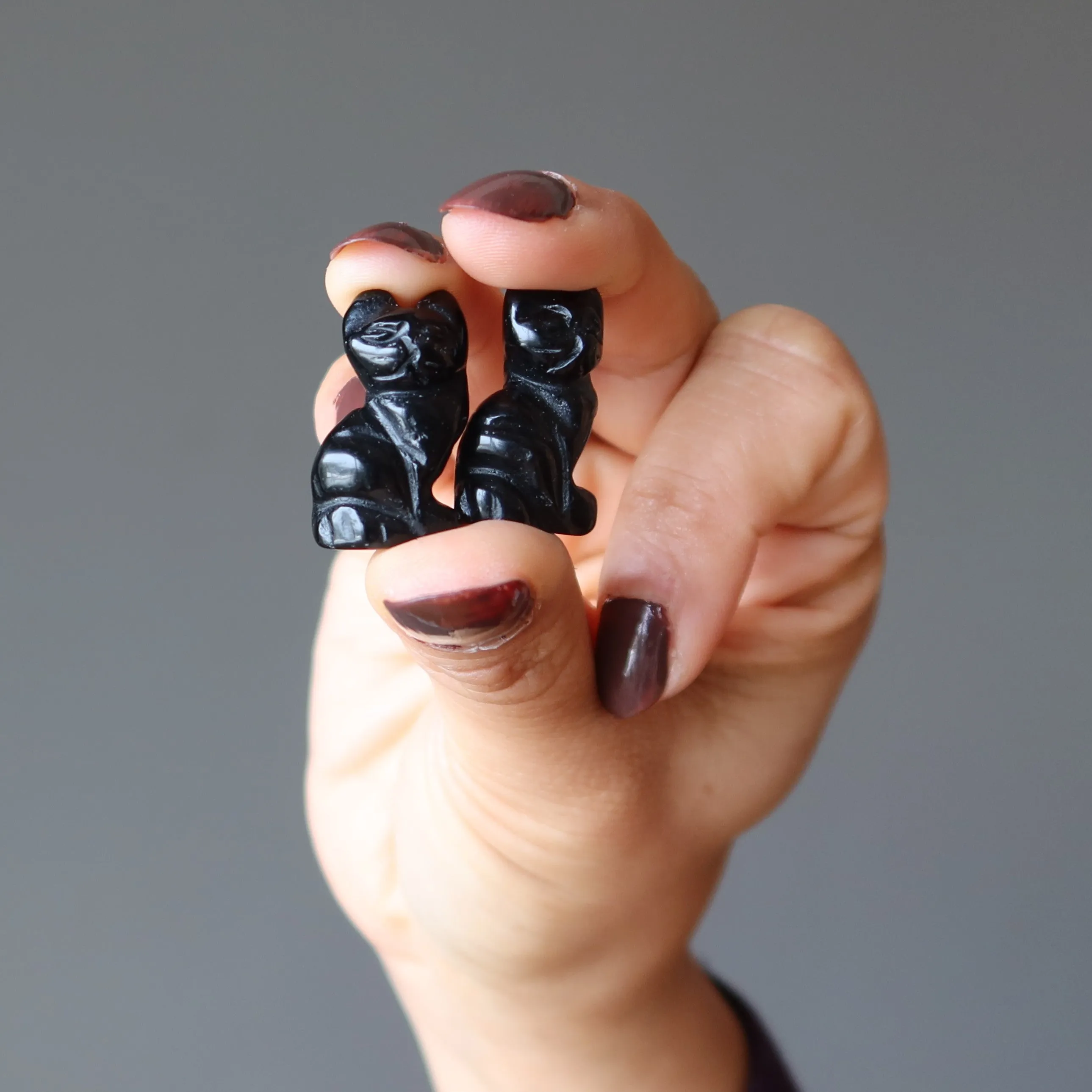 Black Obsidian Cat 1" Miniature Animal Lucky Magic Feline Crystal