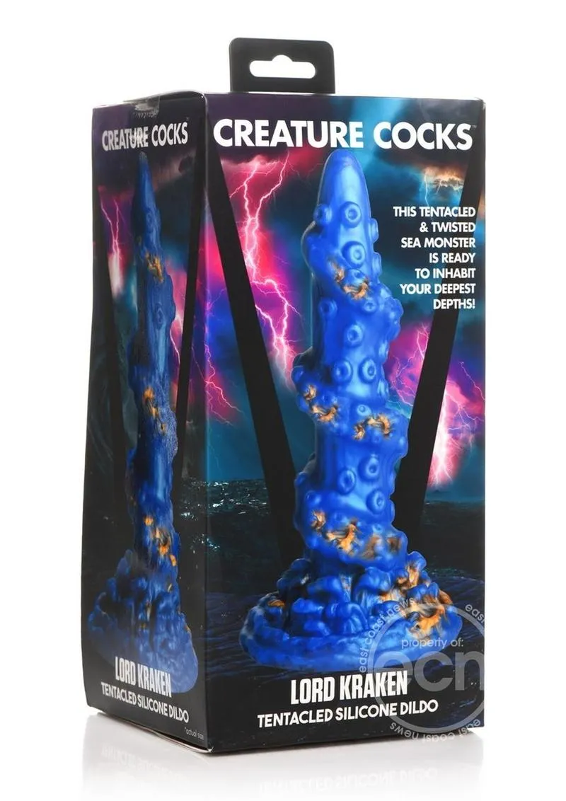 Creature Cocks Lord Kraken Silicone Dildo - Blue/Gold