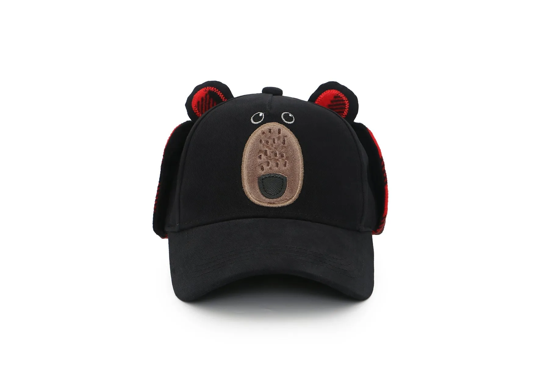 Kids 3D Winter Cap with Ear Flaps - Black Bear