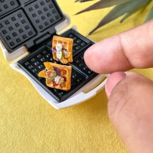 Orange Kiwi Square Miniature Waffles Ear Studs